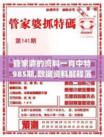 管家婆的资料一肖中特985期,数据资料解释落实_个性版XPL184.51
