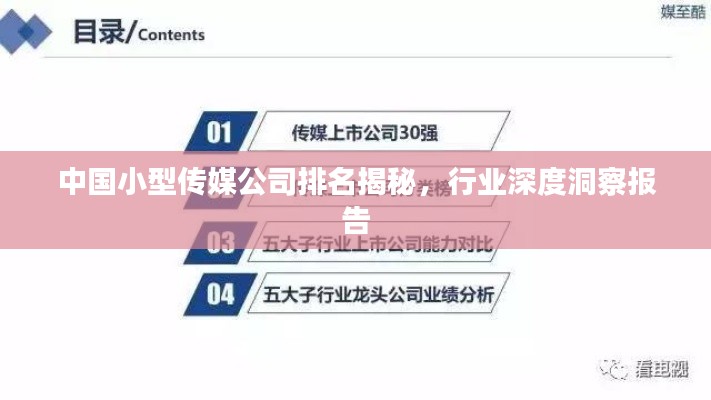 中国小型传媒公司排名揭秘,行业深度洞察报告