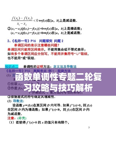 函数单调性专题二轮复习攻略与技巧解析