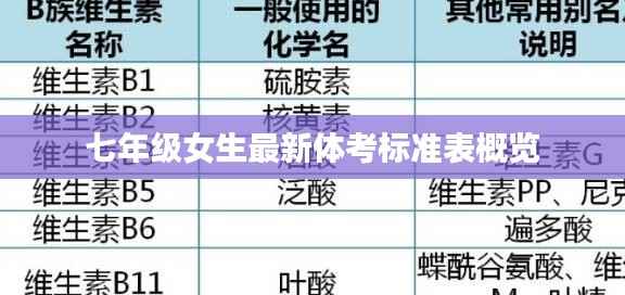 七年级女生最新体考标准表概览