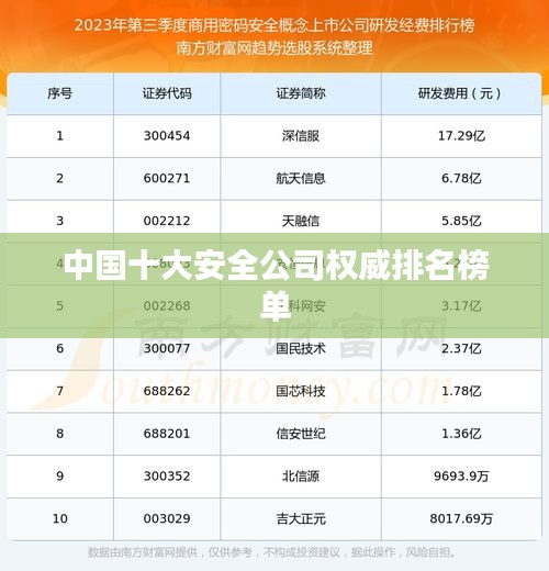 中国十大安全公司权威排名榜单